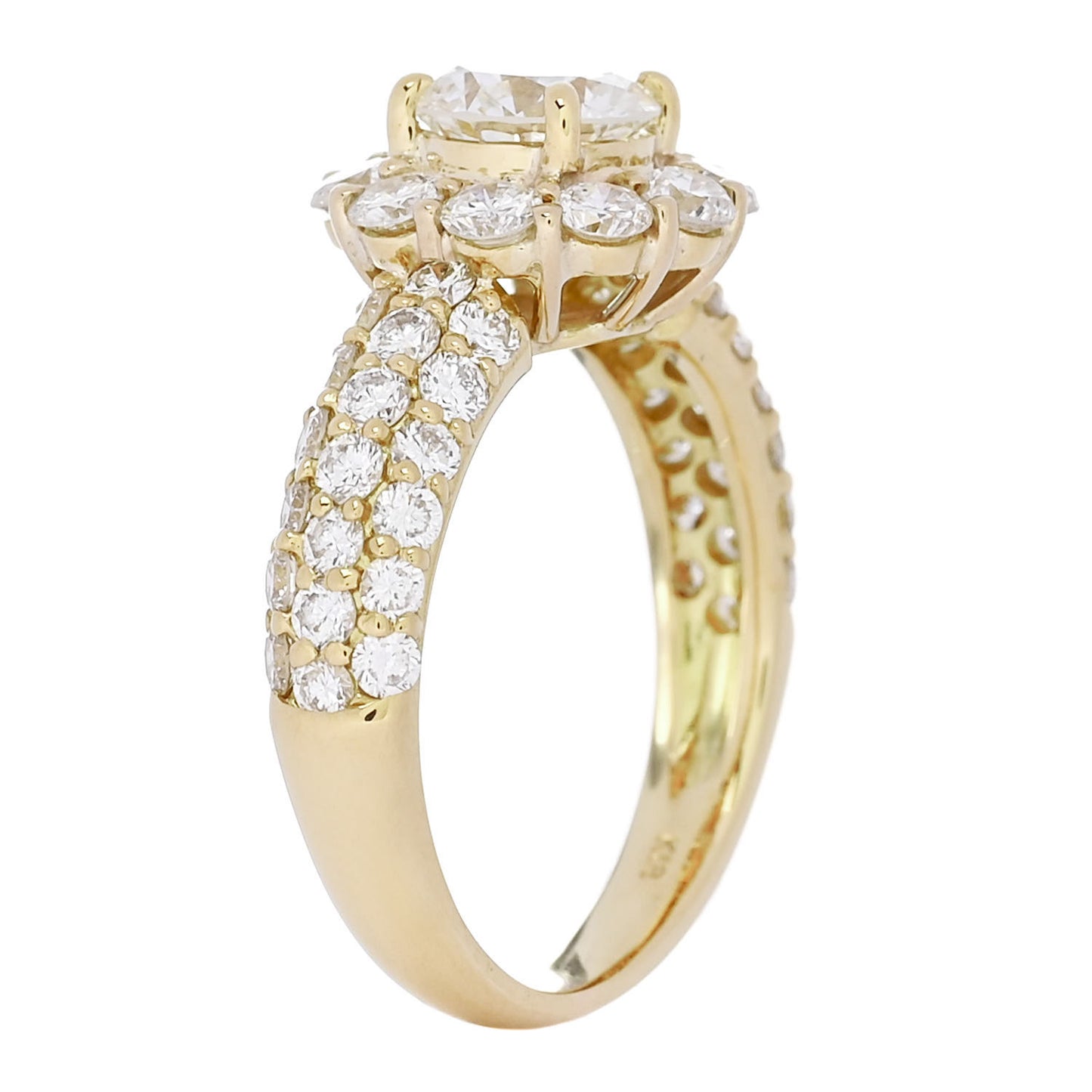 18K Yellow Gold Diamond 1.01ct Halo Engagement Ring 53 6.25