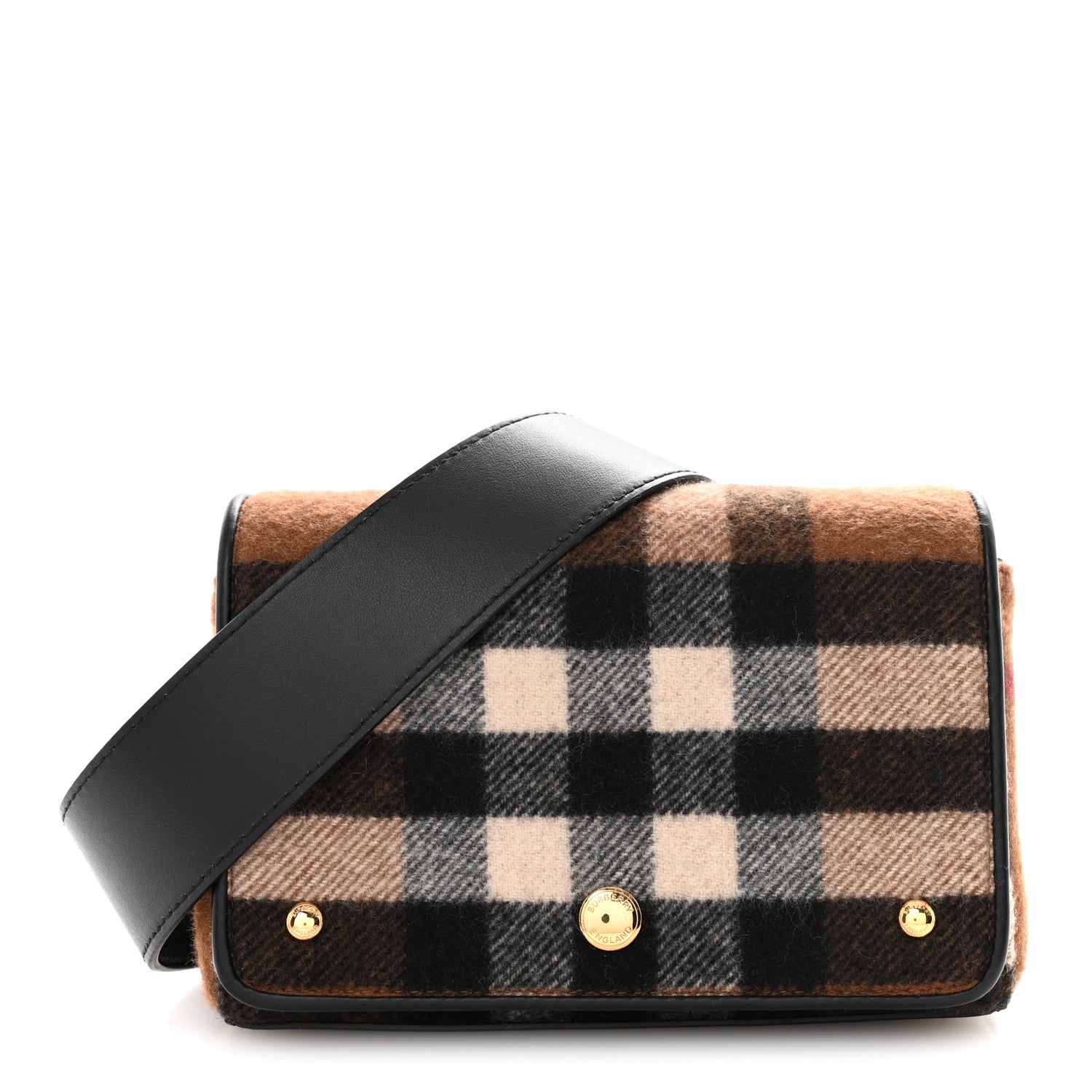 Burberry Cashmere Hackberry Check Note Medium Crossbody Bag Brown