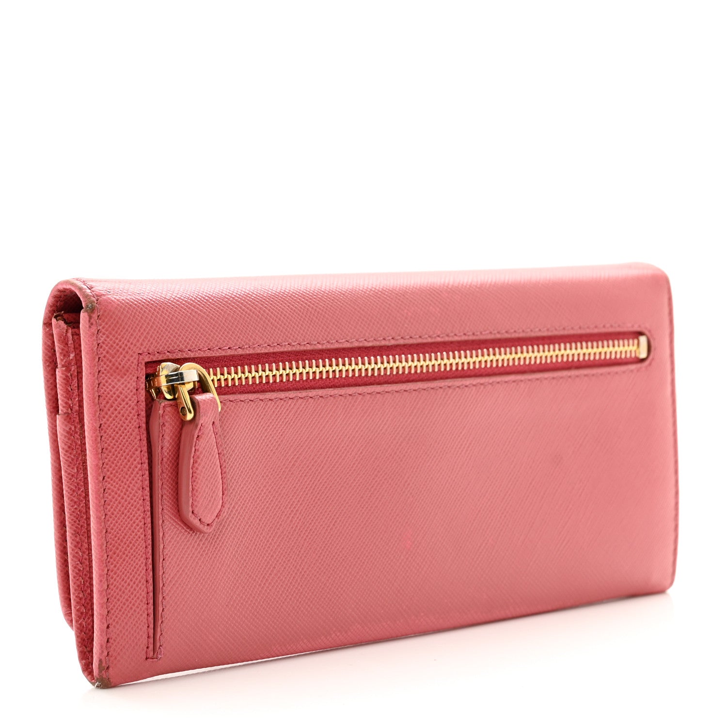 Prada Saffiano Metal Continental Flap Wallet Fragola 3 of 9