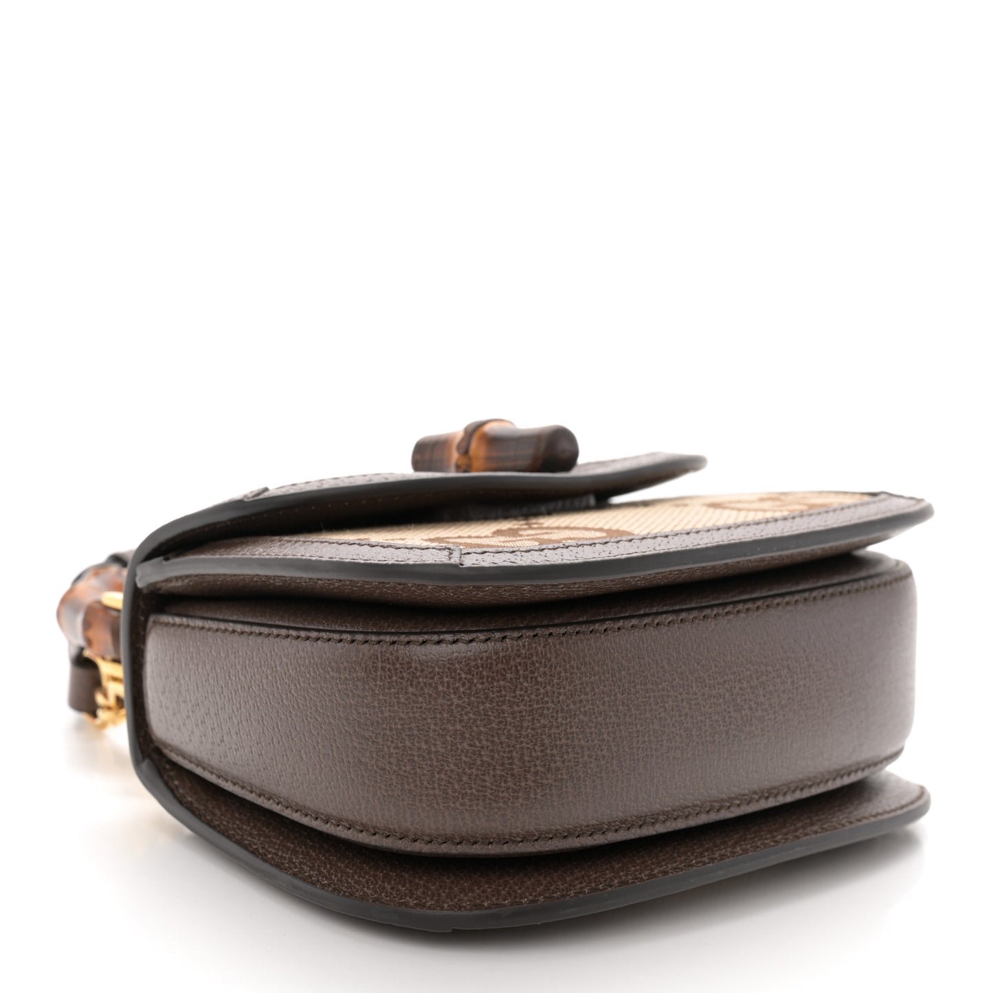 Monogram Jumbo GG Textured Dollar Calfskin Web Mini Bamboo 1947 Top Handle Bag Camel Ebony New Acero