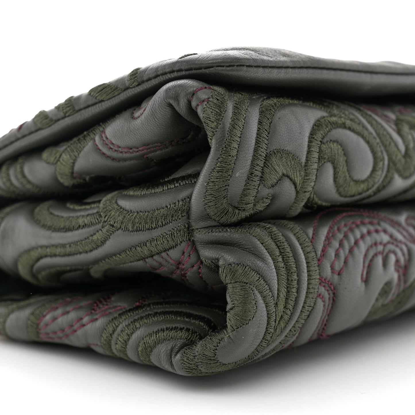 Nappa Embroidered Baroque Palazzo Sultan Shoulder Bag Green