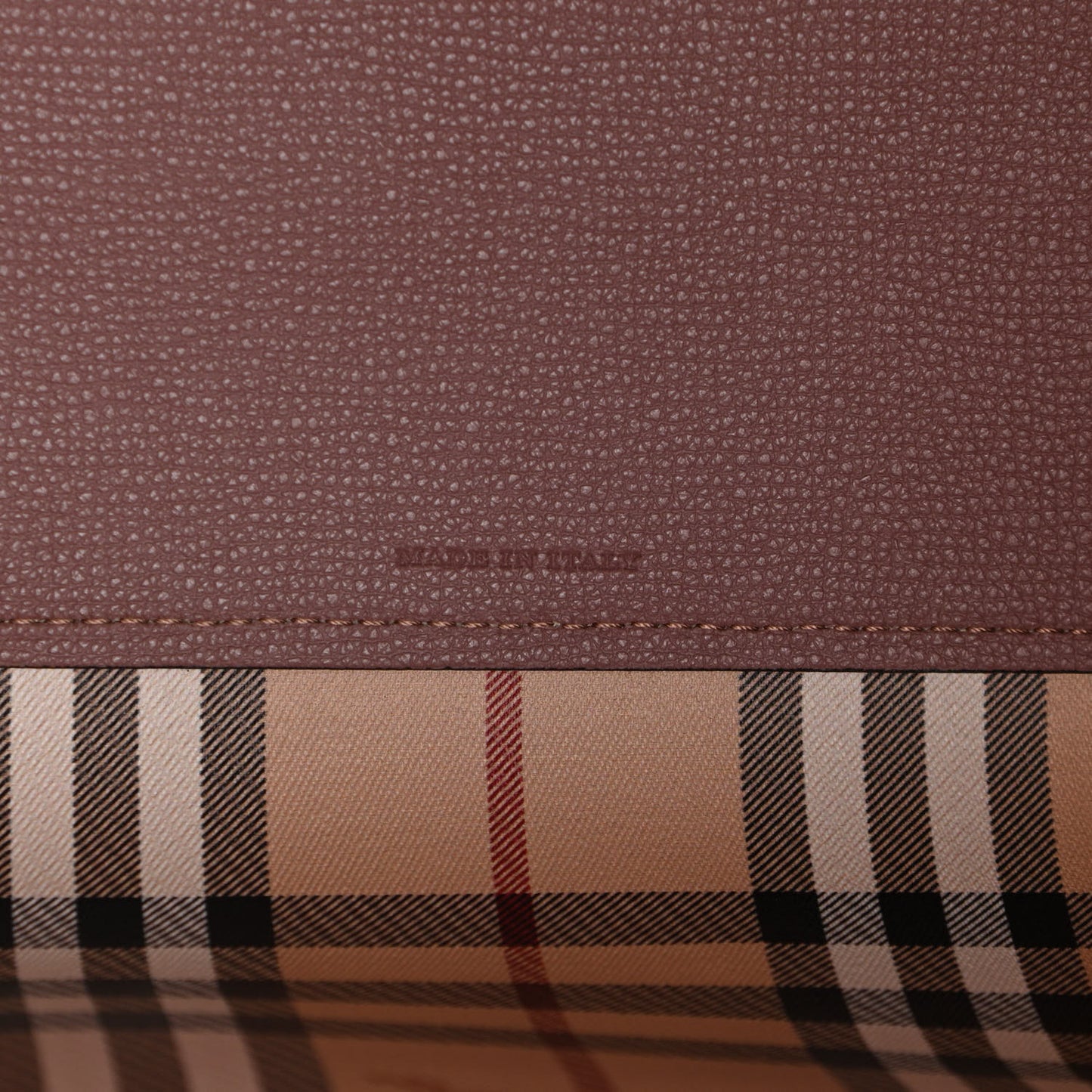 Grainy Calfskin Haymarket Check Medium Reversible Tote Light Elderberry