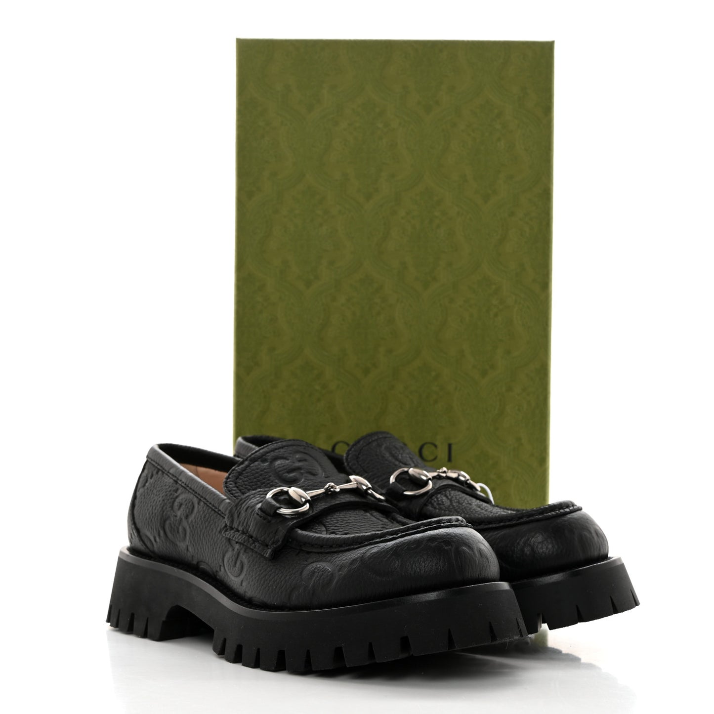 Magnum Calfskin Nappa Samoa Womens Horsebit Platform Chunky Lug Sole 40mm Loafers 38 Black