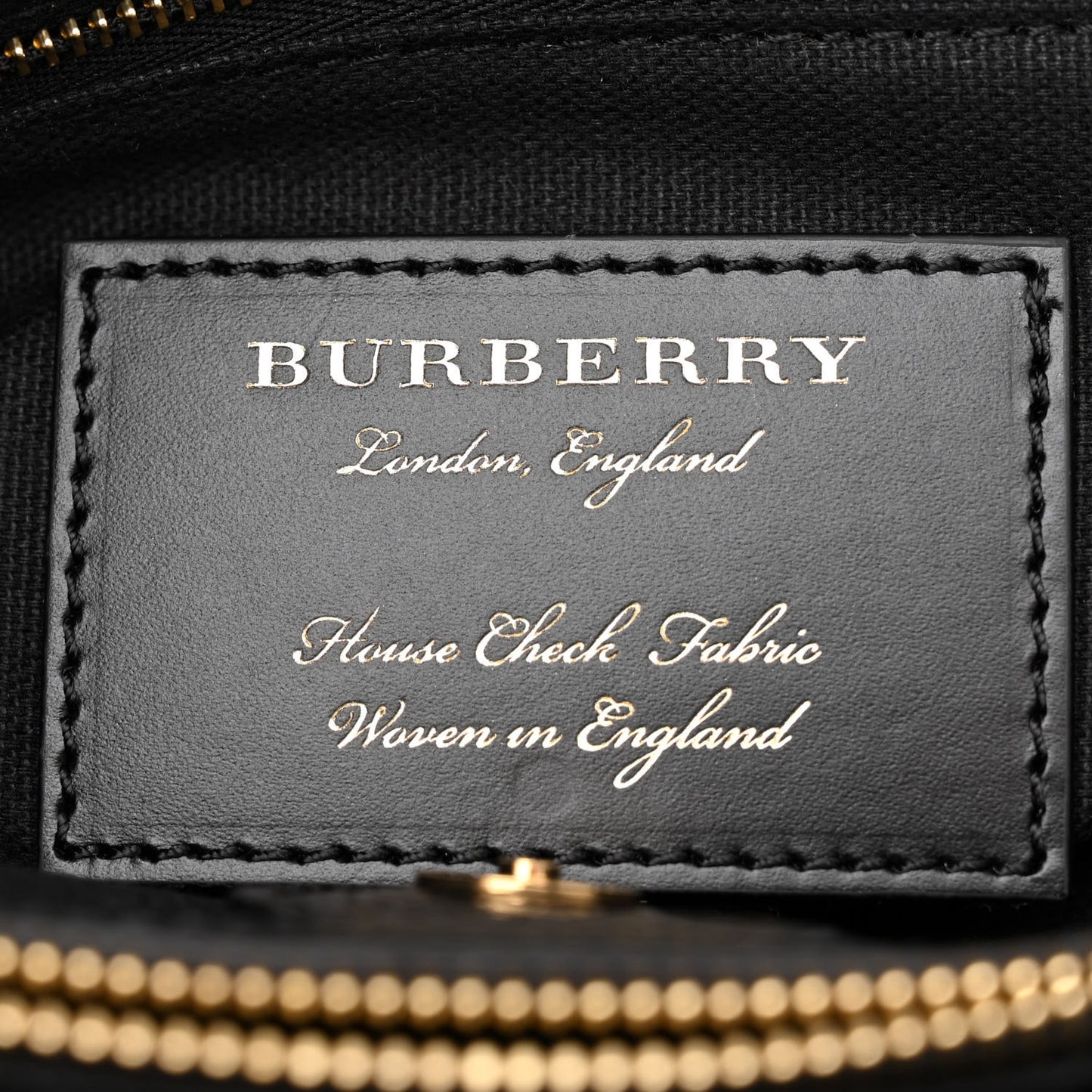 House Check Grainy Calfskin Medium Banner Tote Black