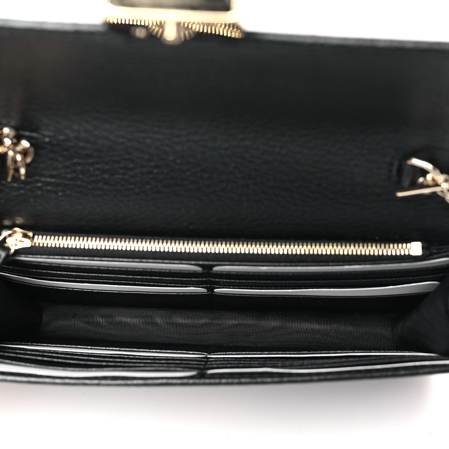 Dollar Calfskin Interlocking G Chain Wallet Black
