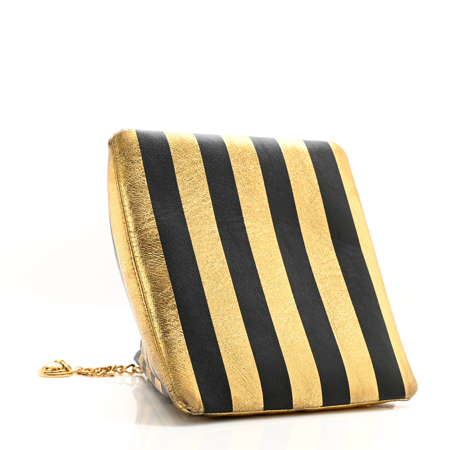 Metallic Lambskin CC Kheops Pyramid Bag Gold Black