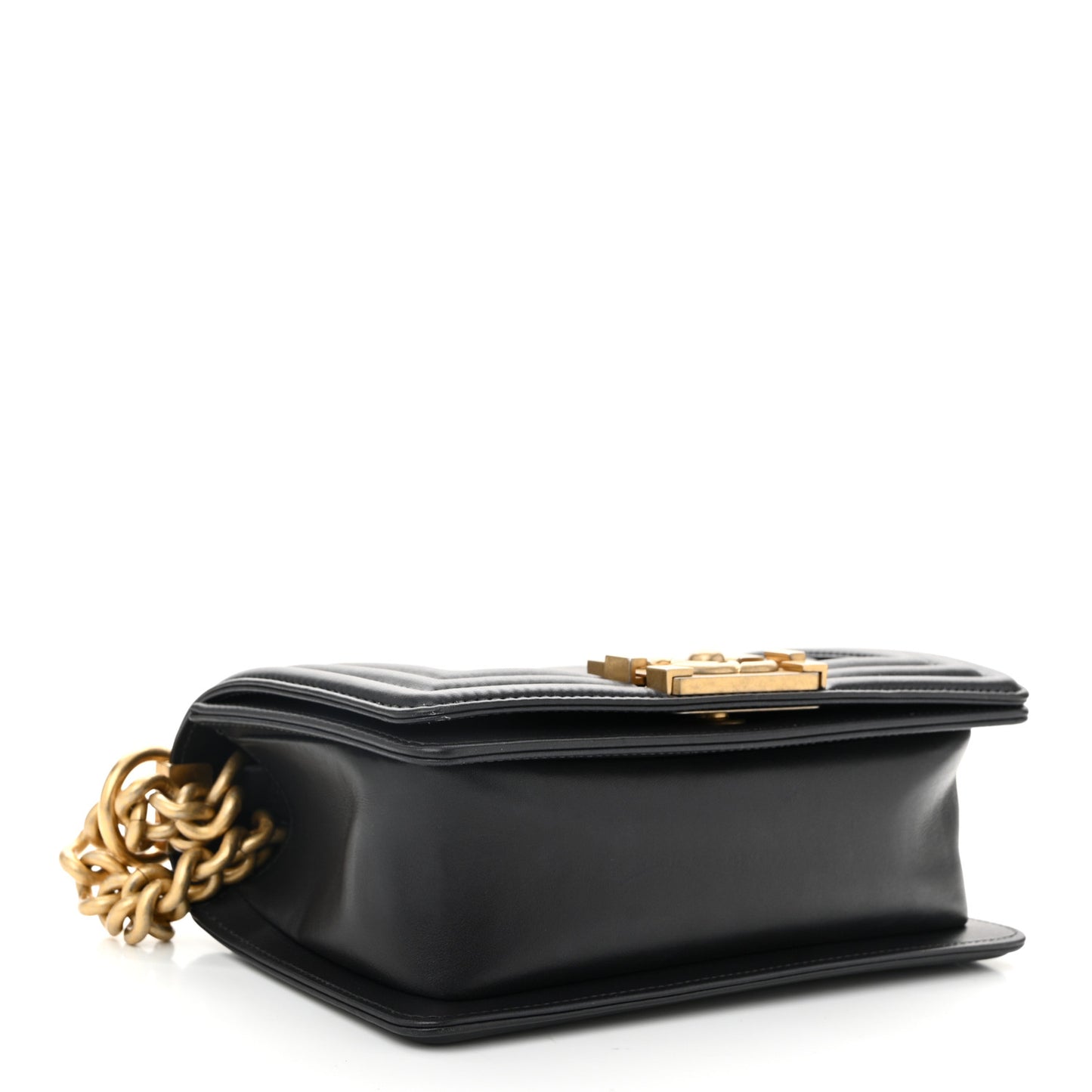 Calfskin Quilted Small Boy Flap Dark Grey