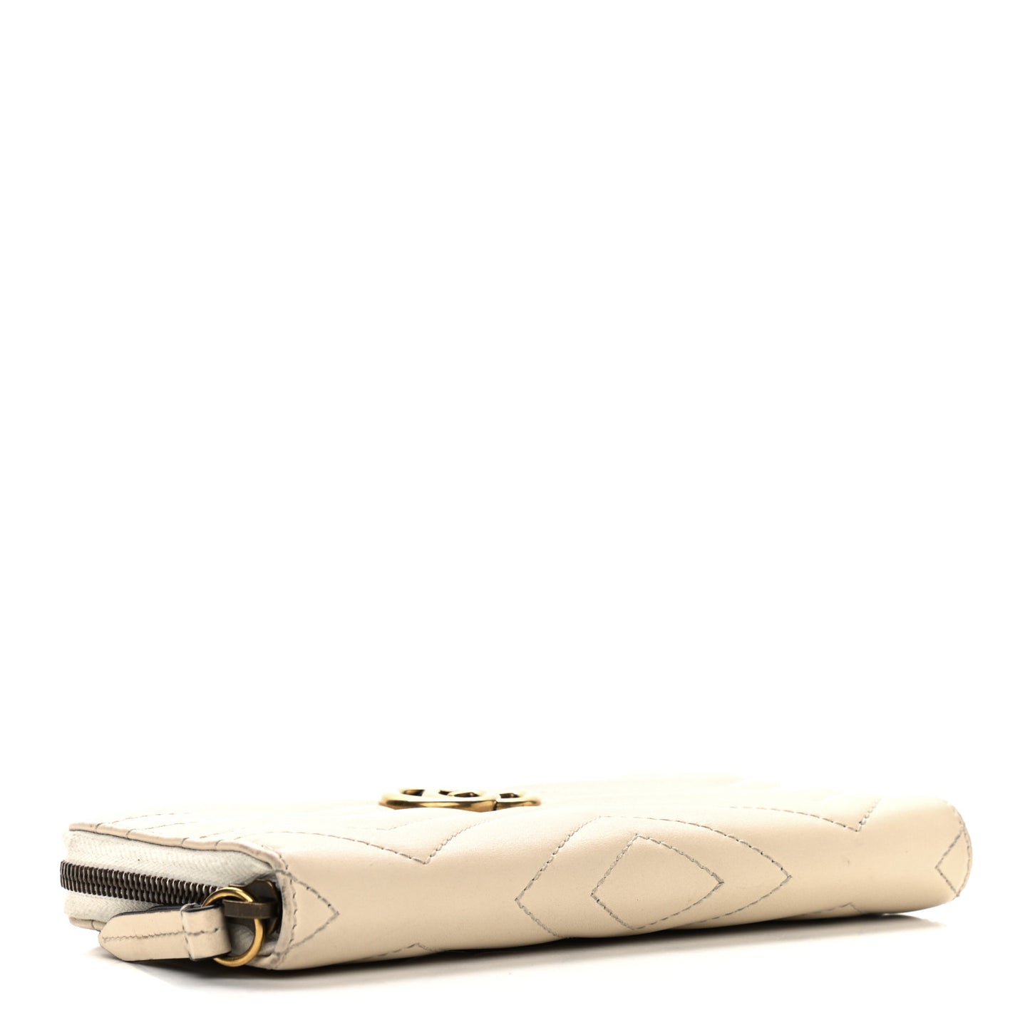 Calfskin Matelasse GG Marmont Zip Around Wallet White