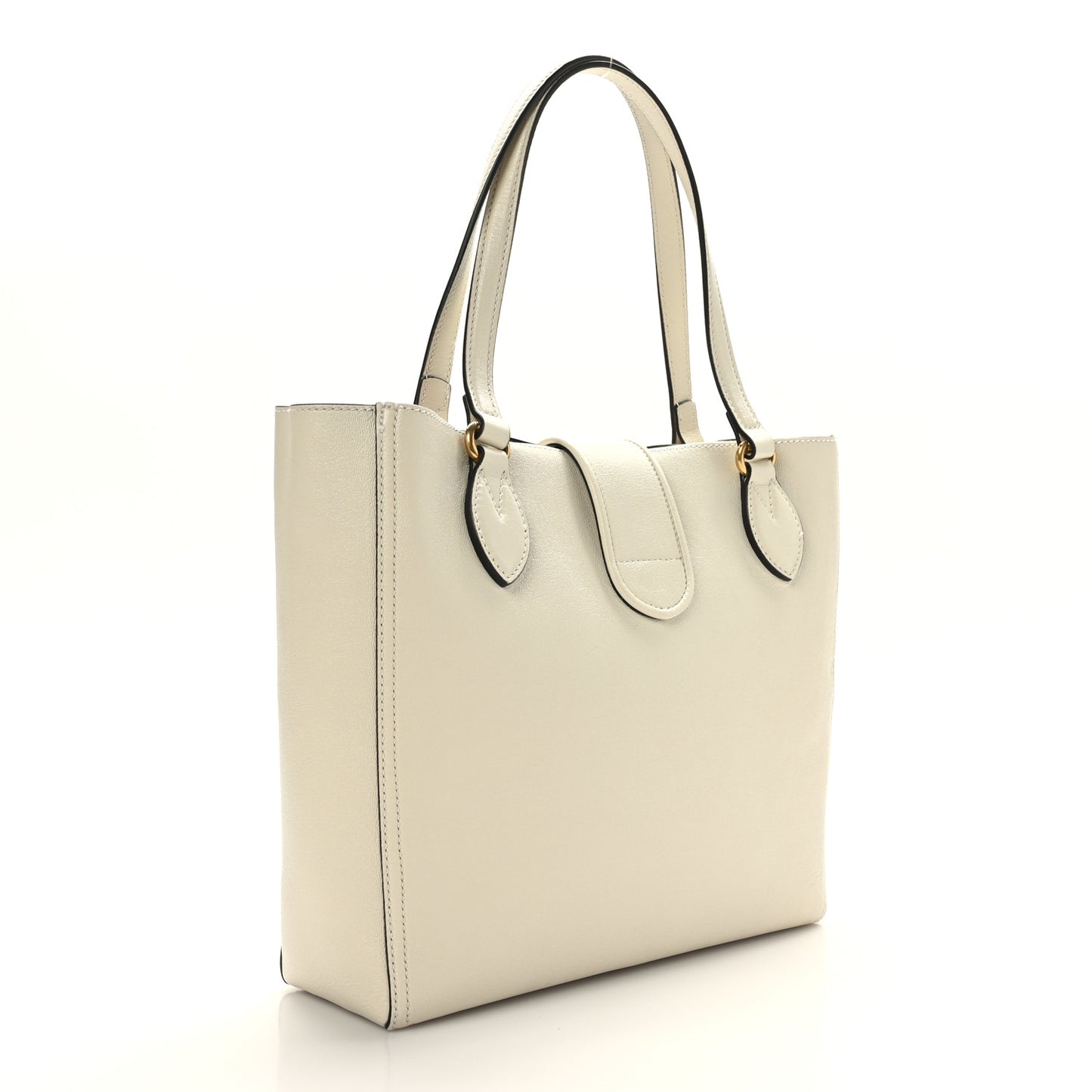 New Sakai Calfskin Lux Small Dahlia Tote Mystic White