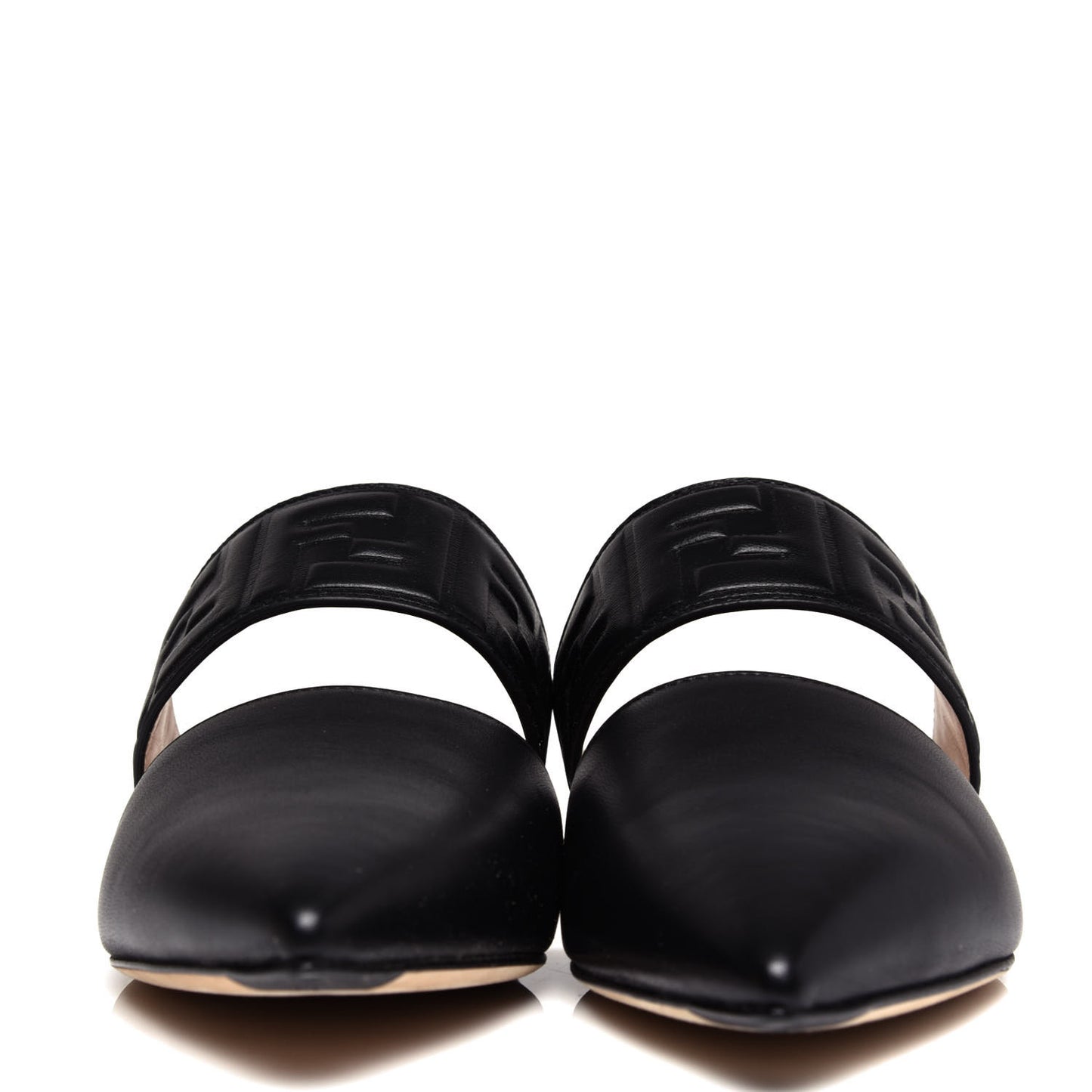 Vitello FF Embossed Flat Mules 36 Black