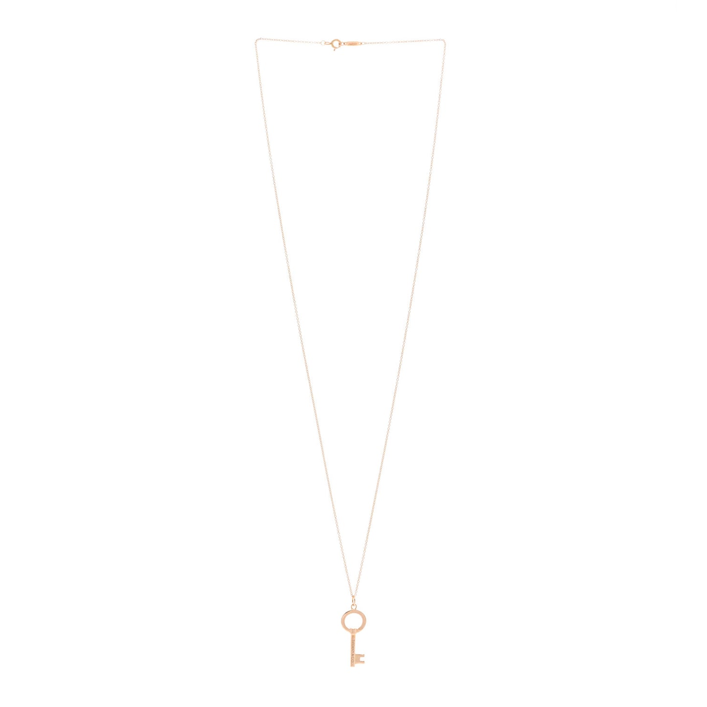 18K Rose Gold Small Open Round Key Pendant Necklace