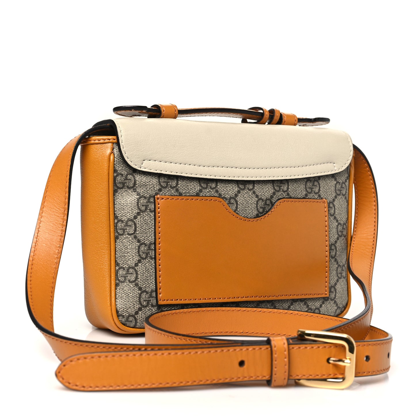 GG Supreme Monogram Calfskin Mini Padlock Flap Pocket Shoulder Bag Beige Mystic White Sun Oil