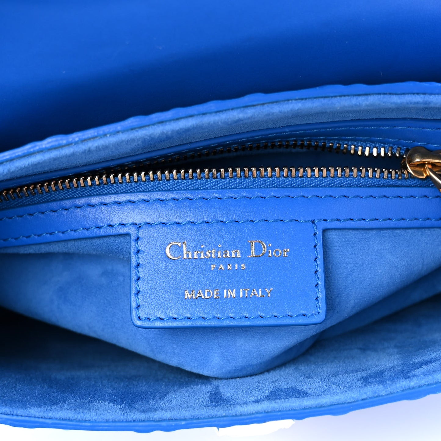 Perforated Calfskin Embossed Oblique Saddle Bag Blue White