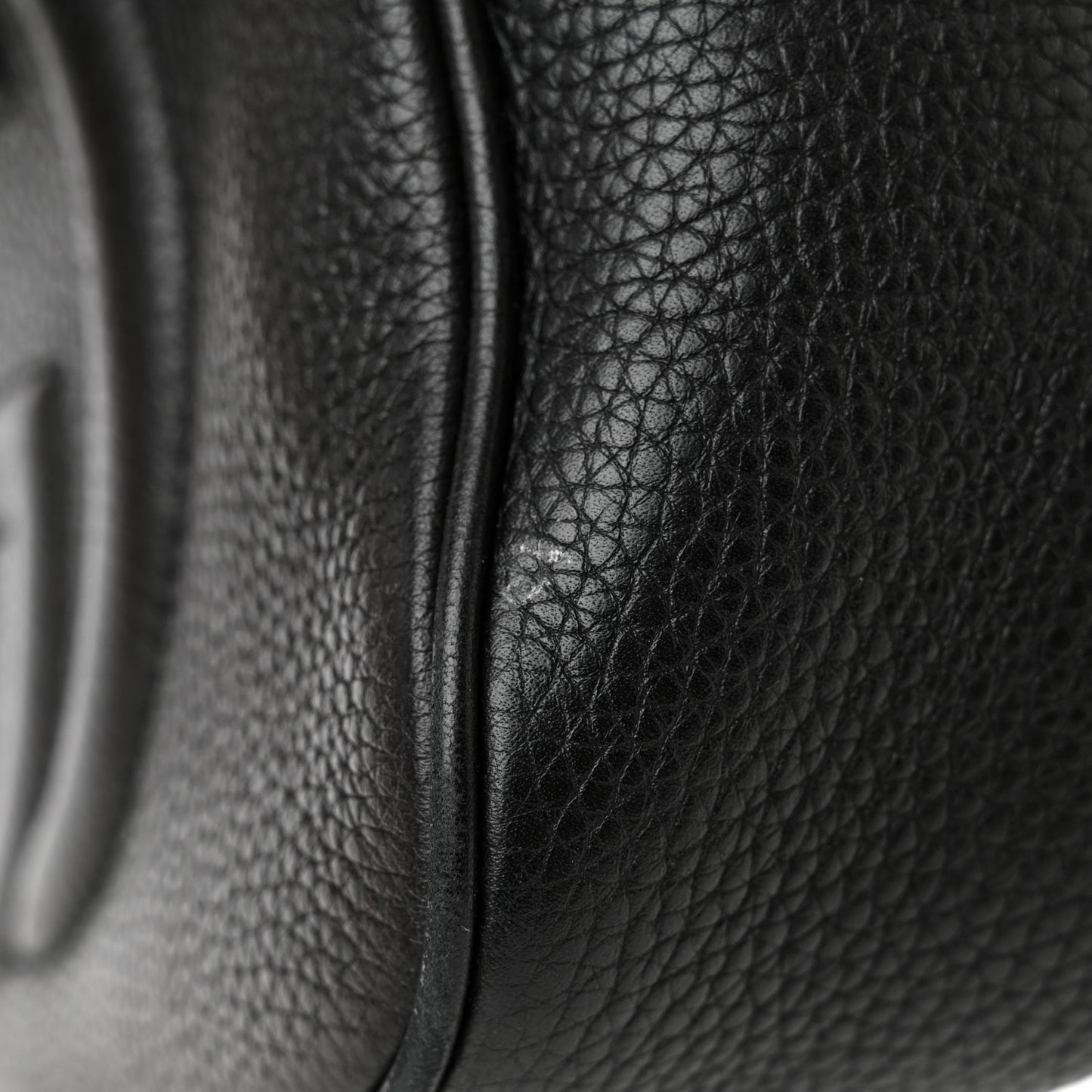 Pebbled Calfskin Small Soho Disco Bag Black