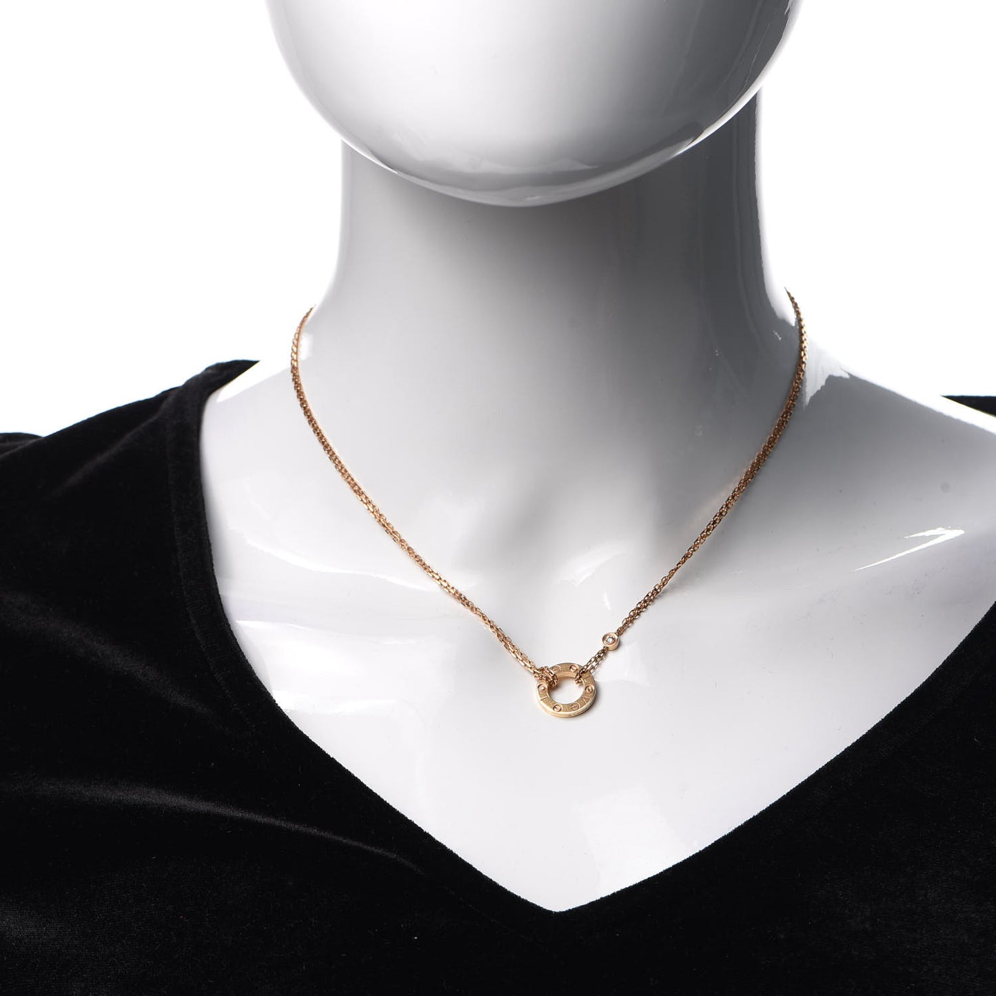 18K Pink Gold 2 Diamond LOVE Necklace