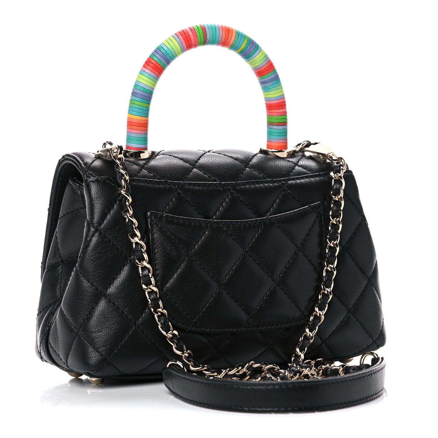 Chanel Goatskin Quilted Rainbow Extra Mini Coco Handle Flap Black 3 of 10