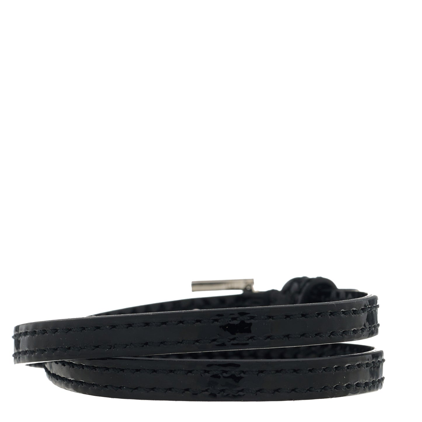 Patent Crystal G Buckle Choker Black