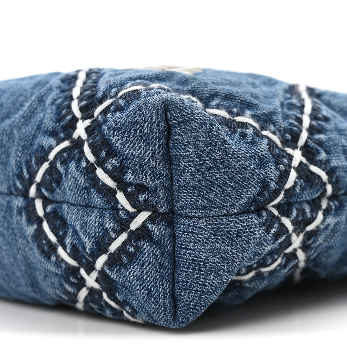 Denim Stitched Quilted Mini Chanel 22 Blue