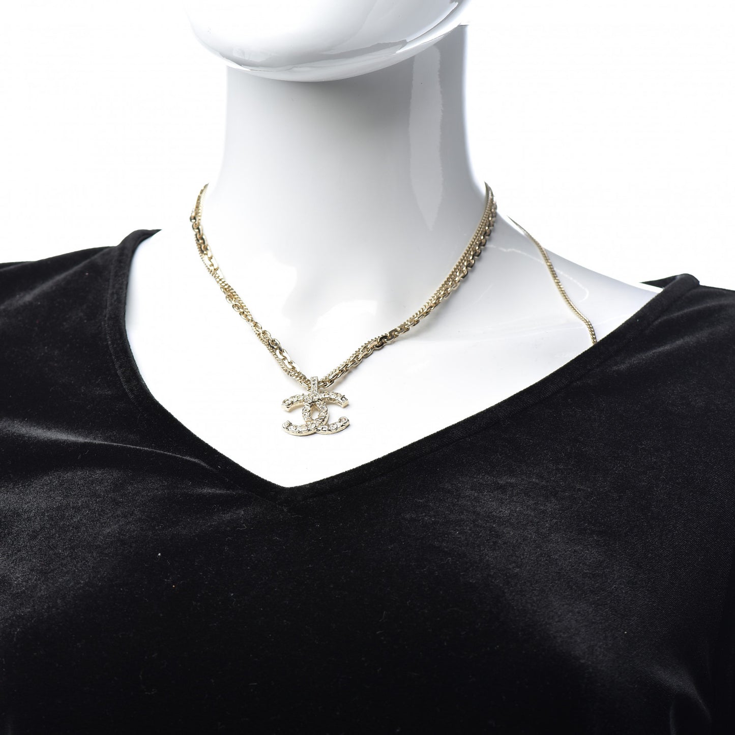 Crystal CC Multi Strand Chain Necklace Gold