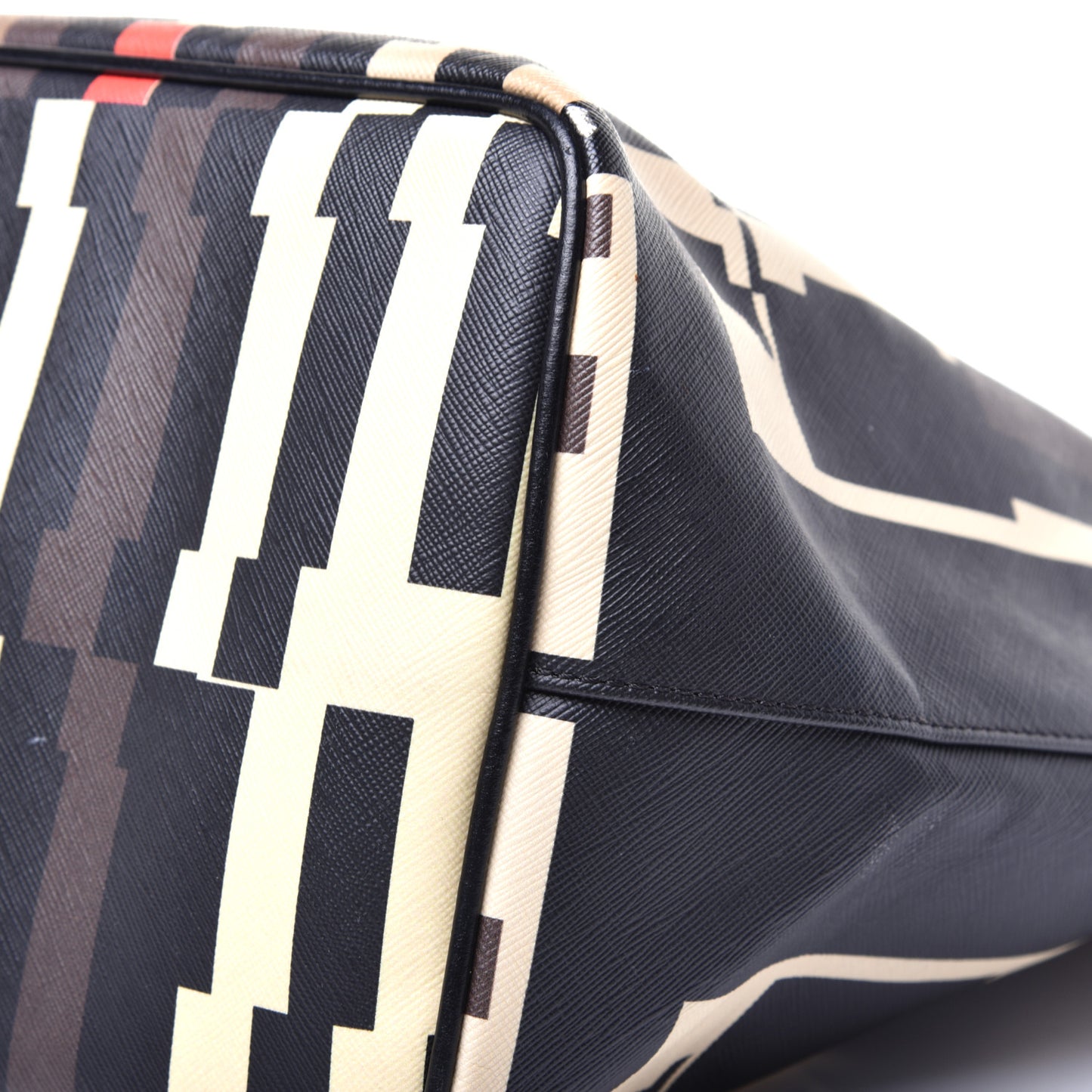 Textured Coated Canvas Print Large Antigona Tote Black