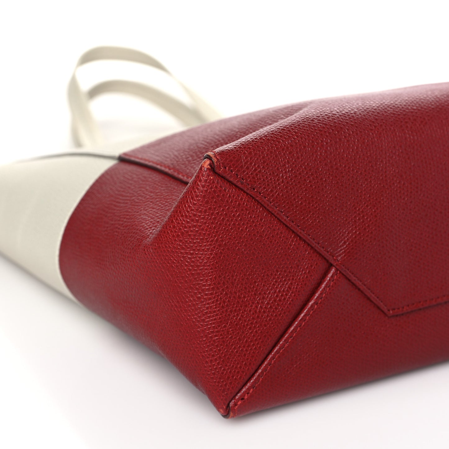 Grained Calfskin Small Vertical Bi-Cabas Cream Red