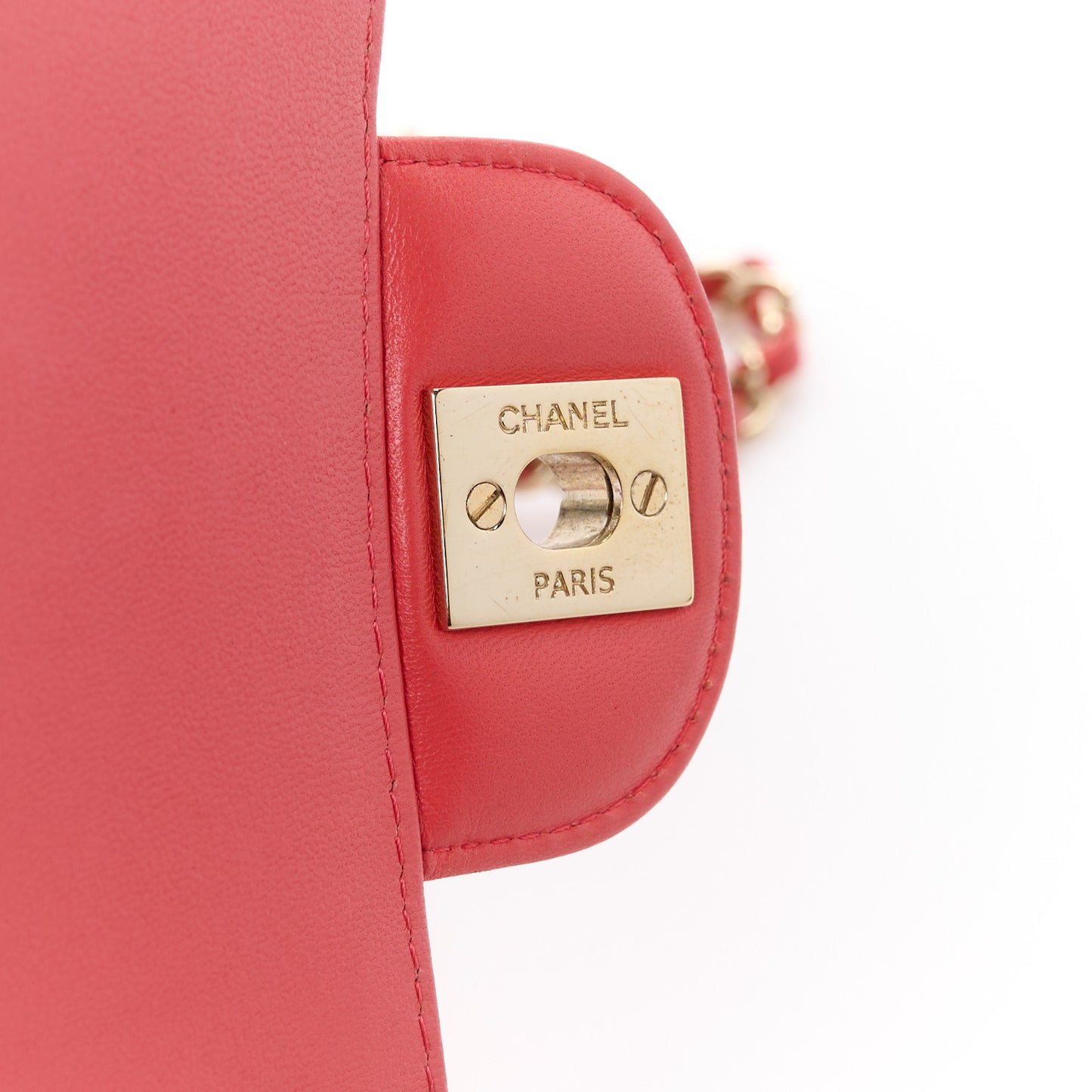 Lambskin Chevron Quilted Mini Rectangular Flap Pink