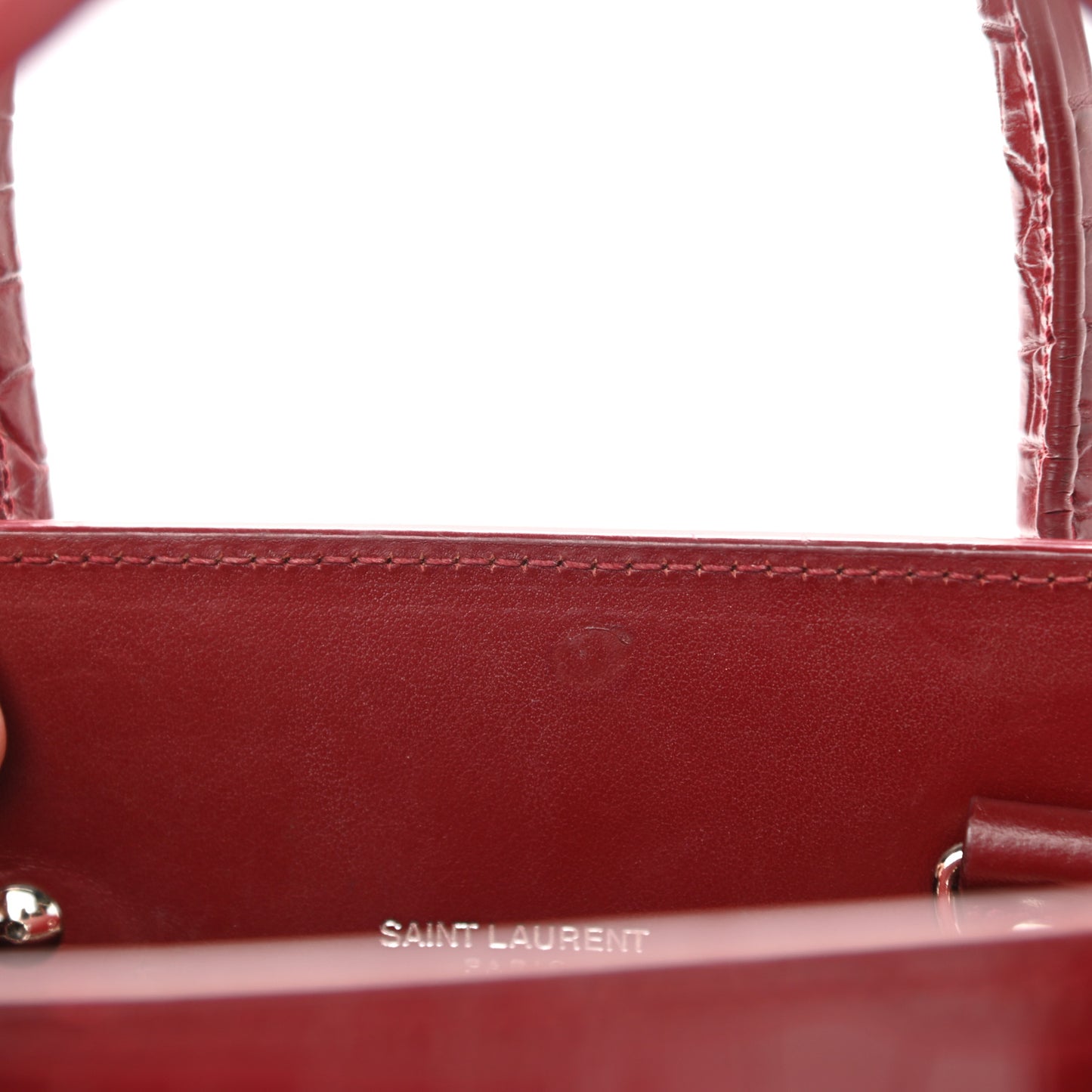 Calfskin Crocodile Embossed Small Sac de Jour Red Lacquer