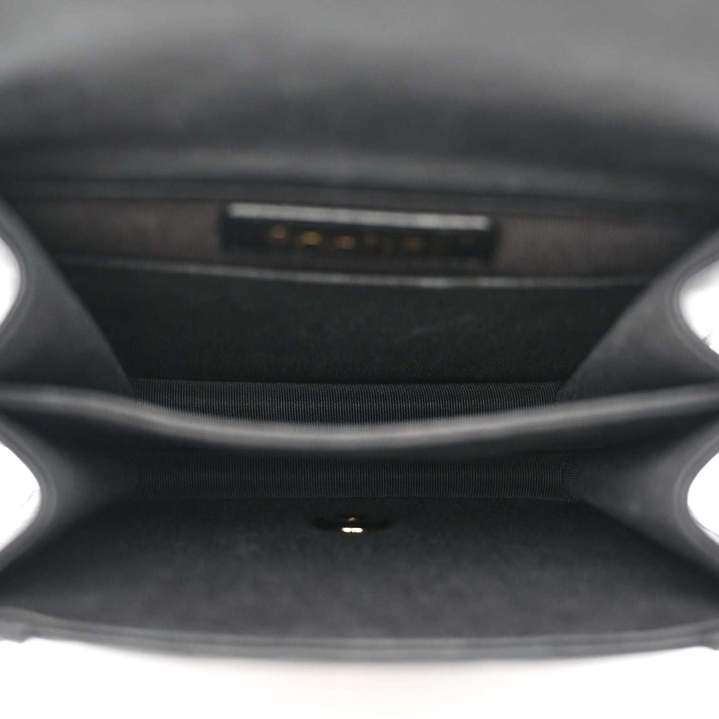 Calfskin Chrevron Quilted North South Boy Flap Black