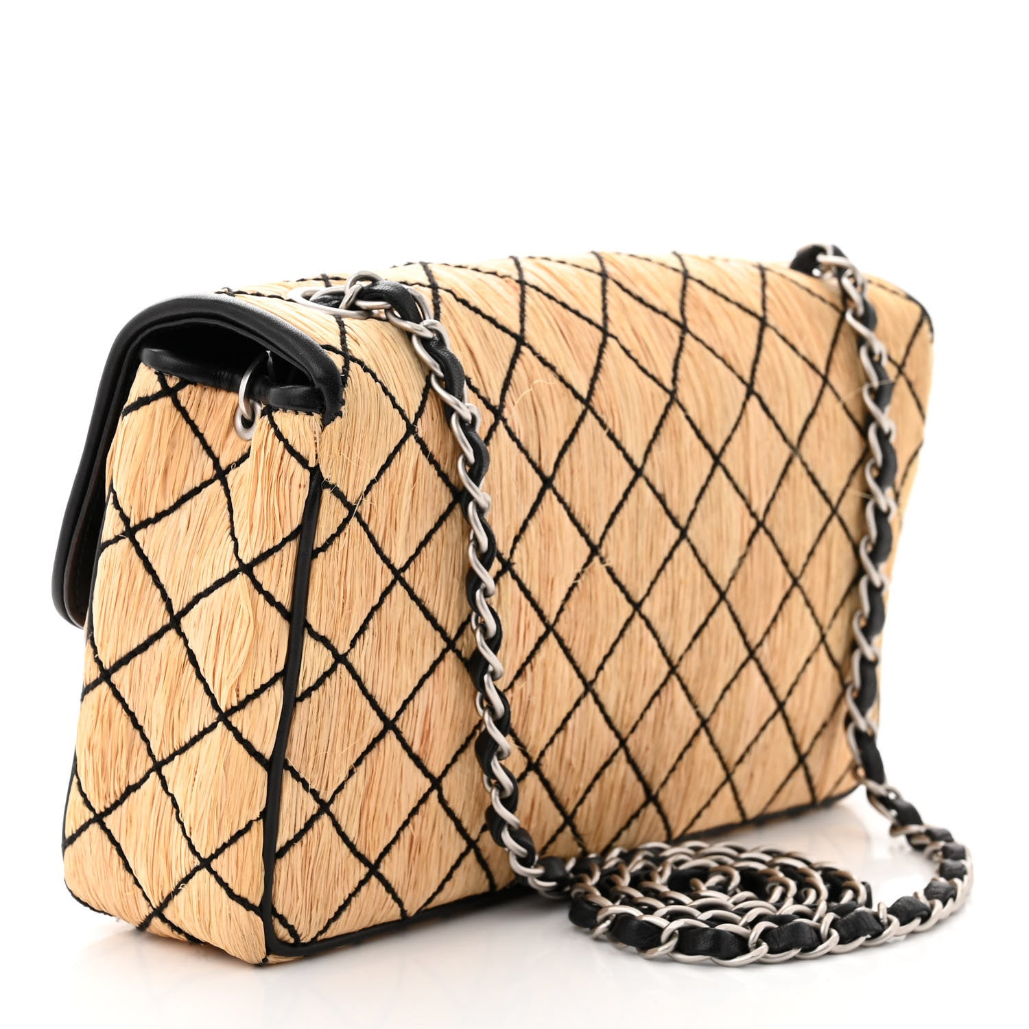 Chanel Straw Diamond Stitch Flap 3 of 11