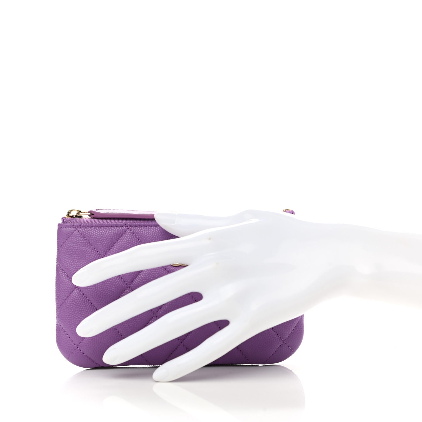 Caviar Quilted Small Cosmetic Case Purple
