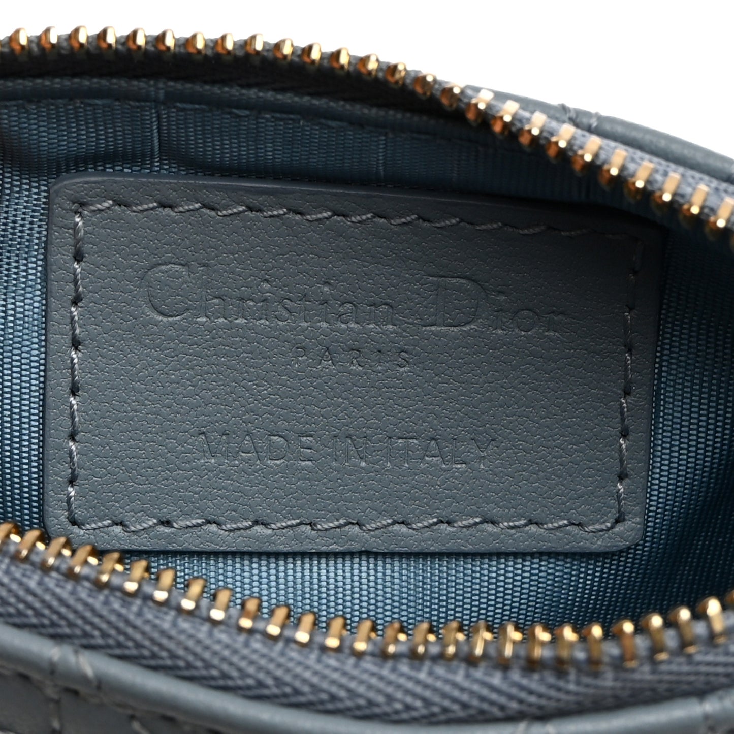 Lambskin Cannage Lady Dior Zipped Key Case Cloud Blue