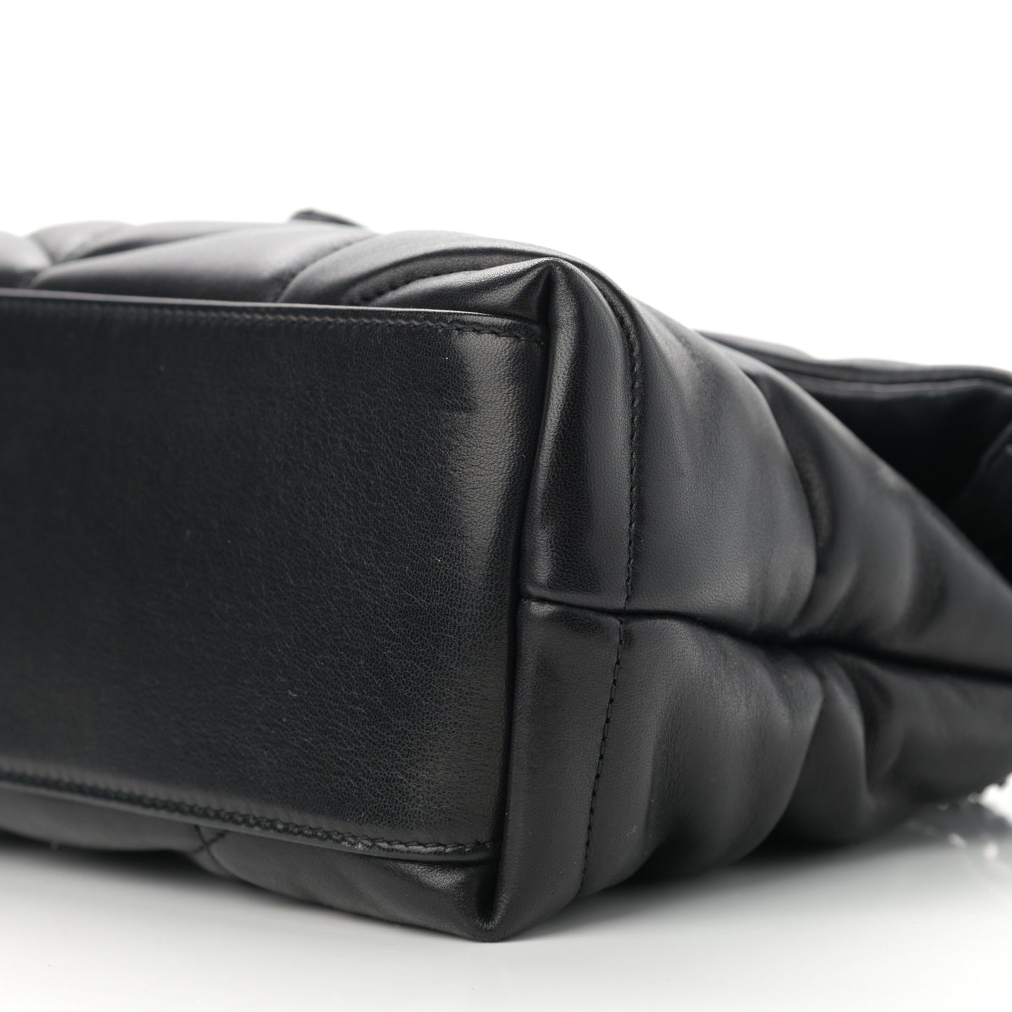 Lambskin Quilted Small Loulou Puffer Monogram Chain Satchel Black