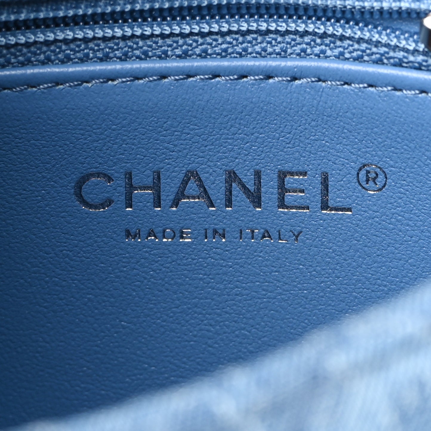 Denim Quilted Camellia Sweetheart Mini Flap Blue