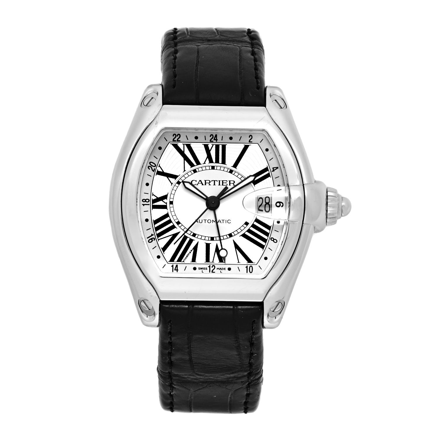 Cartier Stainless Steel Alligator 42mm Roadster GMT Automatic Watch 1 of 4