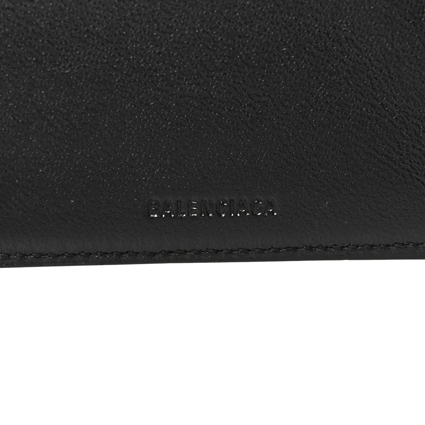 Calfskin Logo Cash Square Bi-Fold Wallet Black White