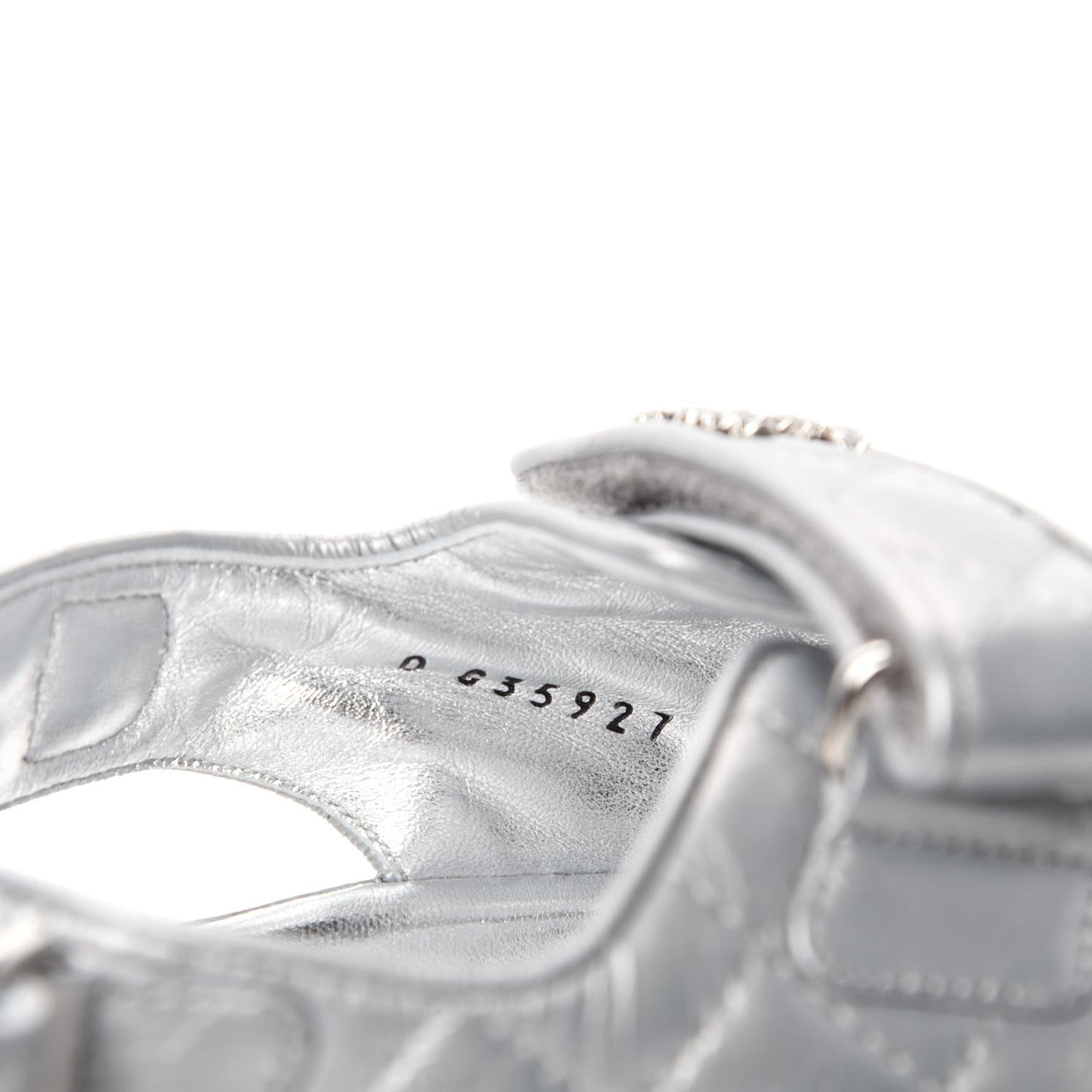 Iridescent Lambskin Velcro Dad Sandals 38.5 Silver