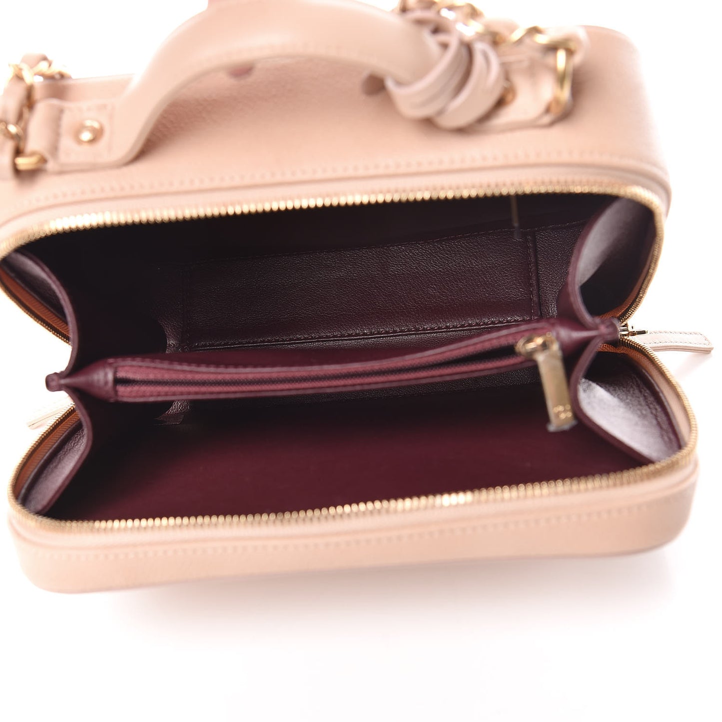 Caviar Quilted Medium CC Filigree Vanity Case Beige