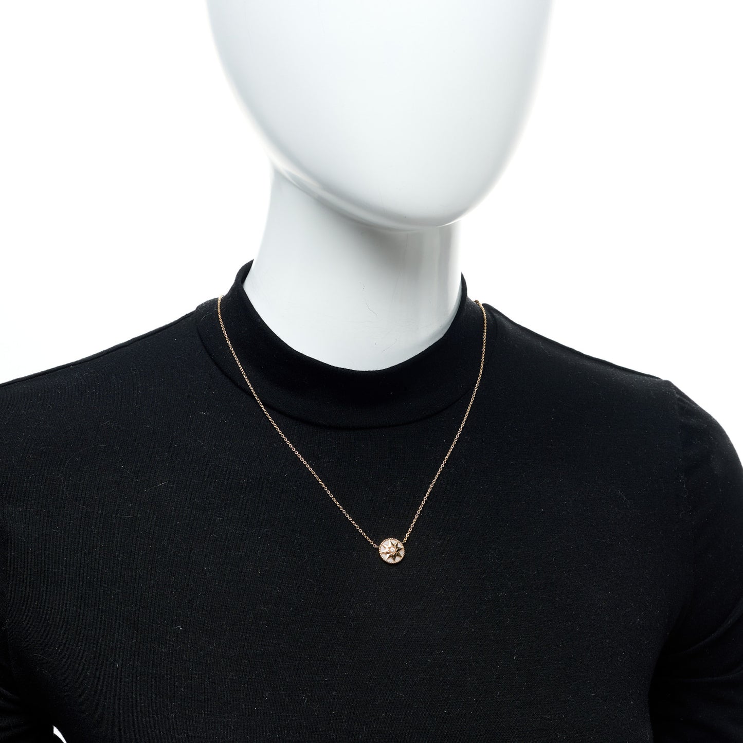 18K Rose Gold Diamond Pink Opal Rose Des Vents Necklace