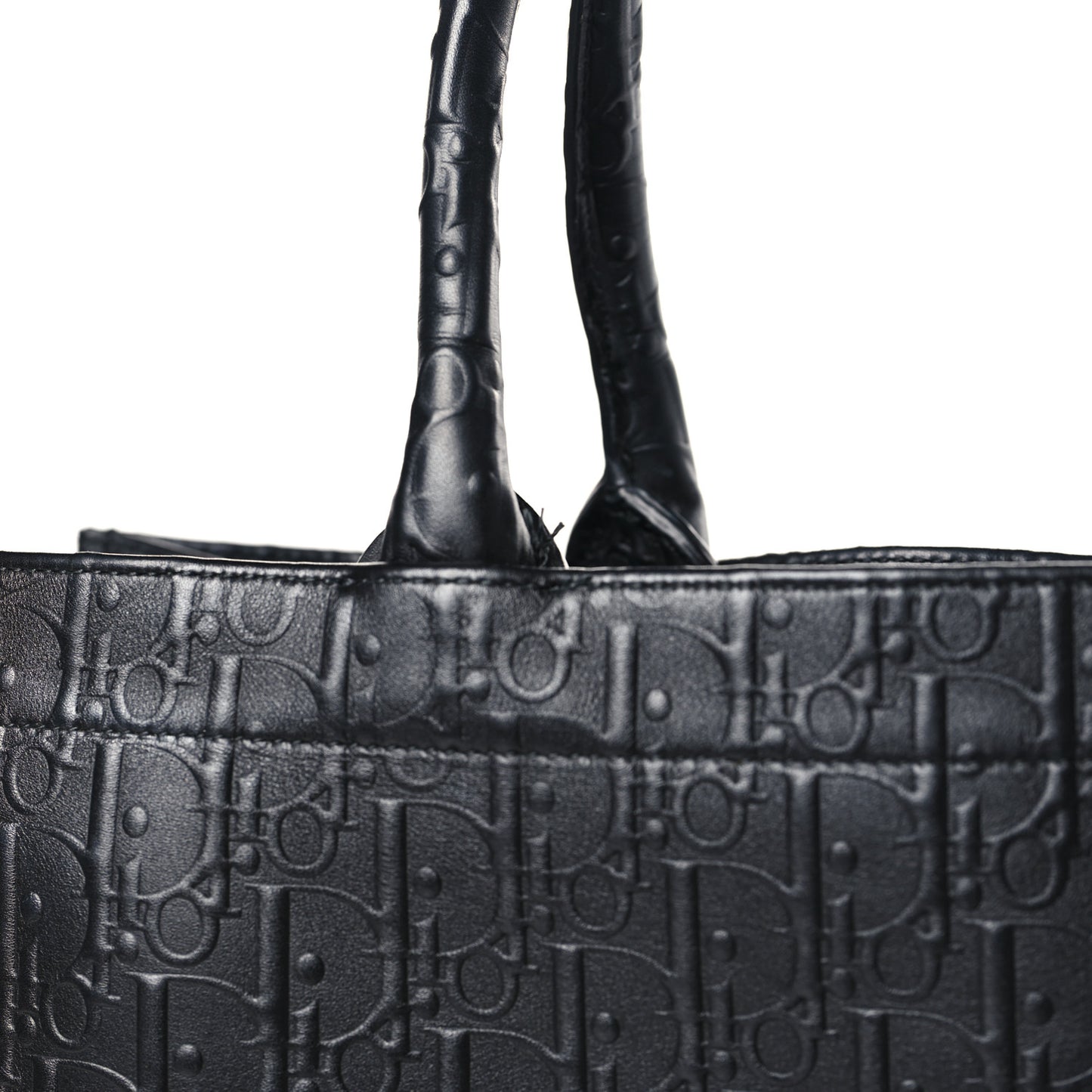 Oblique Calfskin Embossed Large Book Tote Black