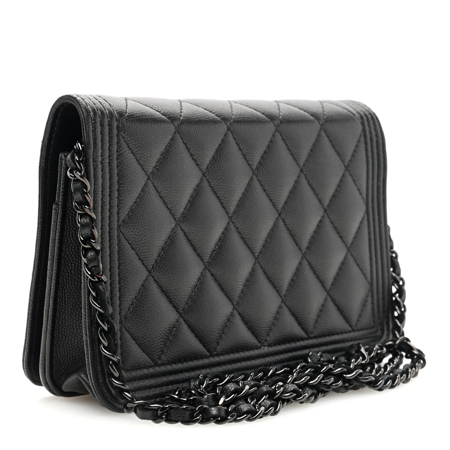 Caviar Quilted Boy Wallet On Chain WOC So Black