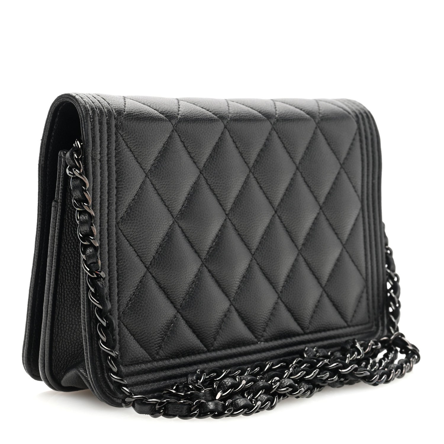 Chanel Caviar Quilted Boy Wallet On Chain WOC So Black 3 of 11