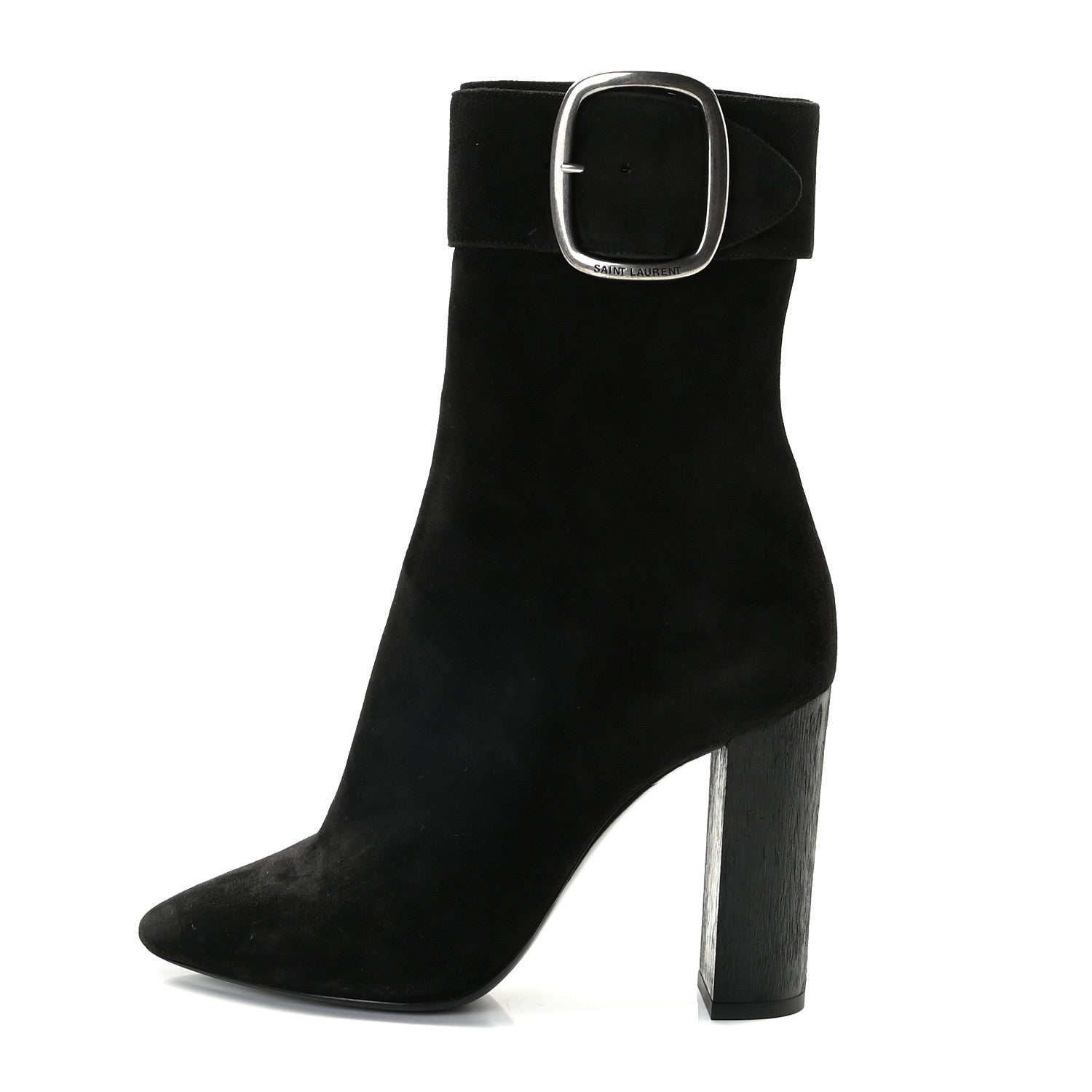 Saint Laurent Suede Joplin Buckle 105 Booties 37.5 Black 1 of 15
