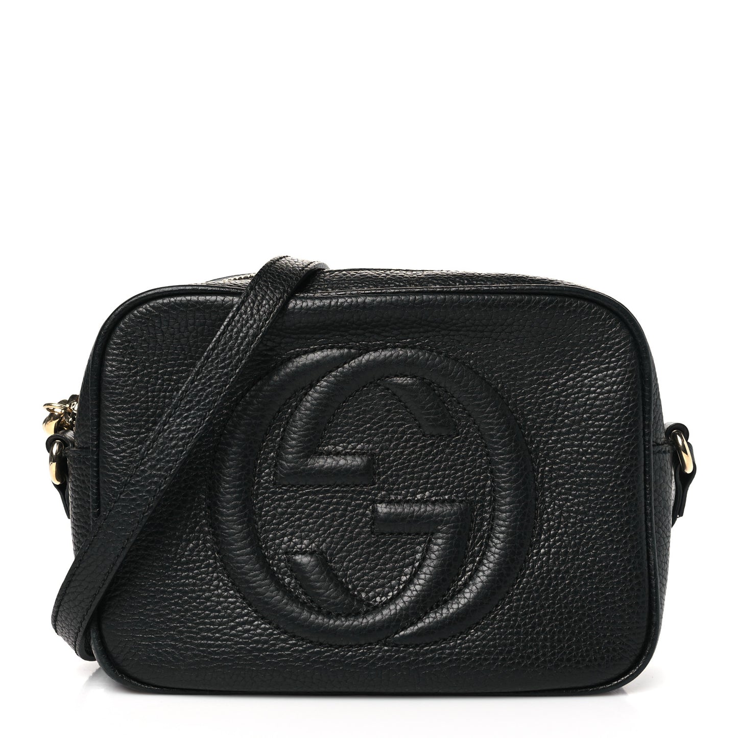 Pebbled Calfskin Small Soho Disco Bag Black