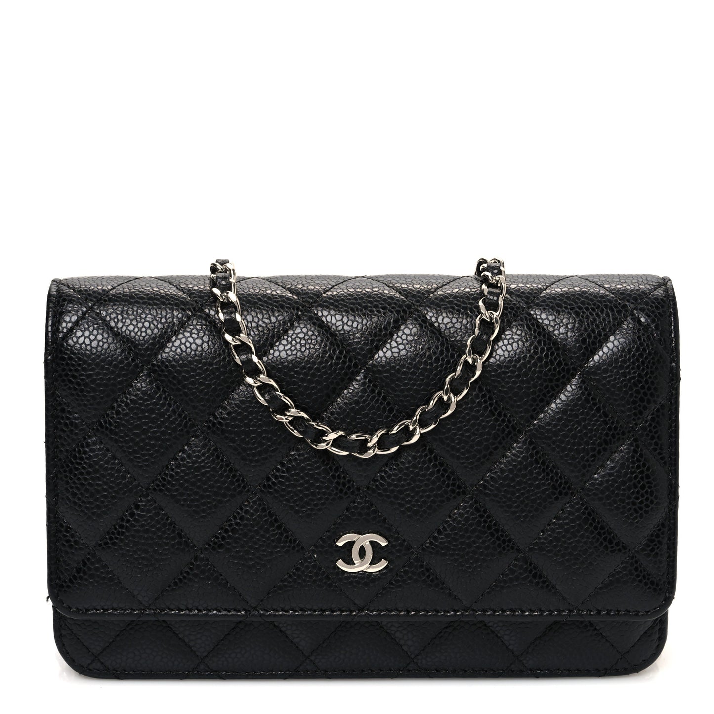 Caviar Quilted Wallet on Chain WOC Black