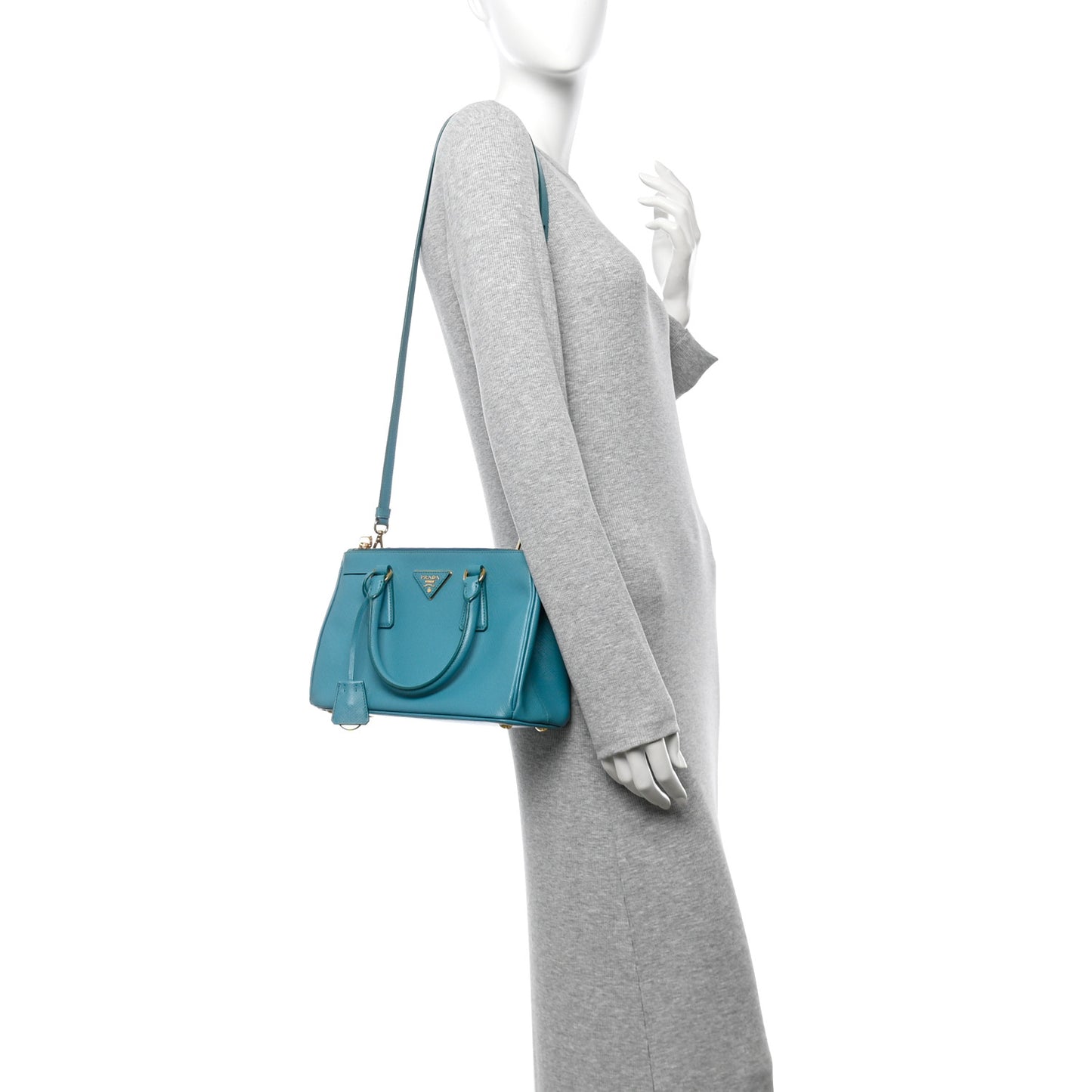 Saffiano Lux Small Galleria Double Zip Tote Turchese