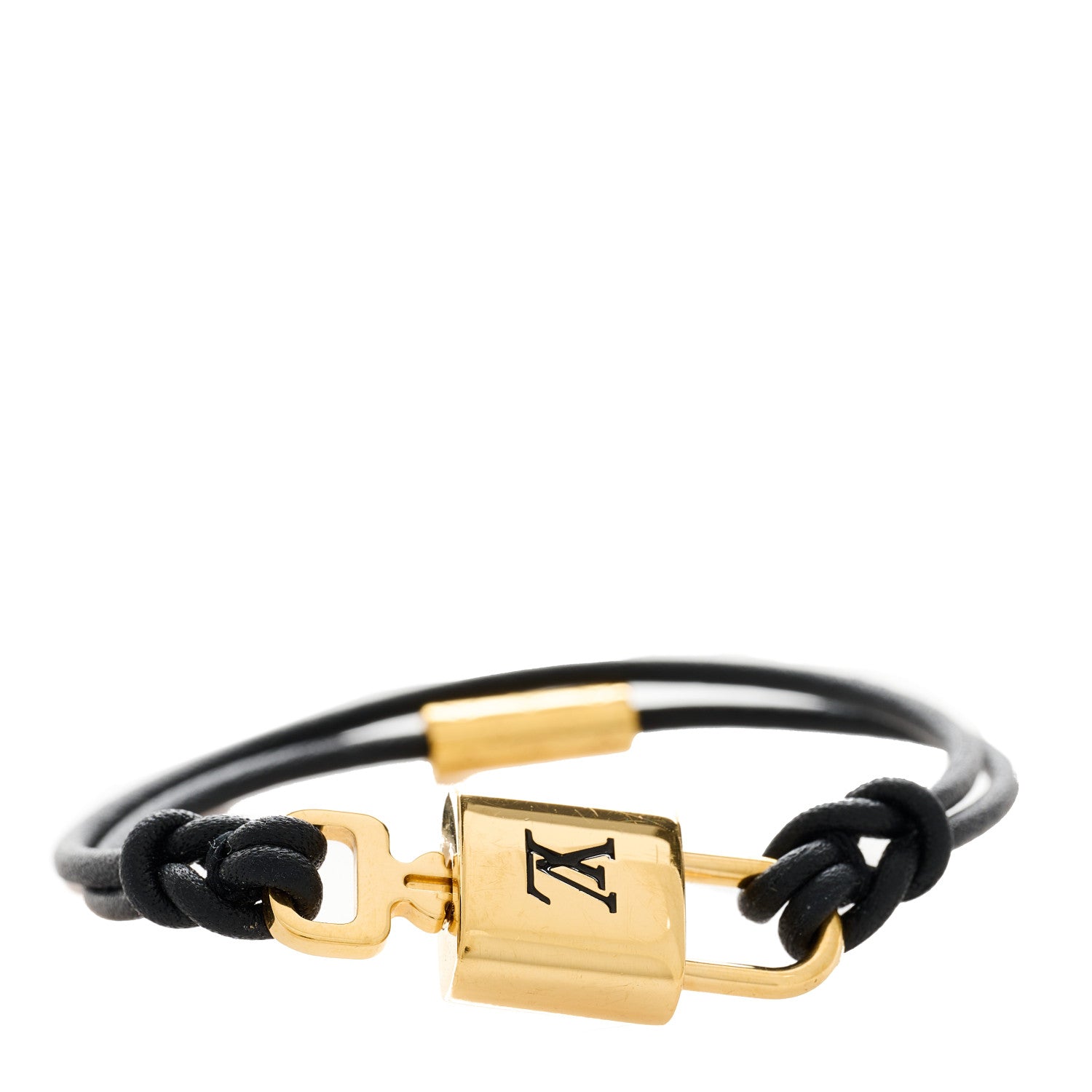 Louis Vuitton Calfskin LV Padlock Bracelet 17 Black 1 of 4