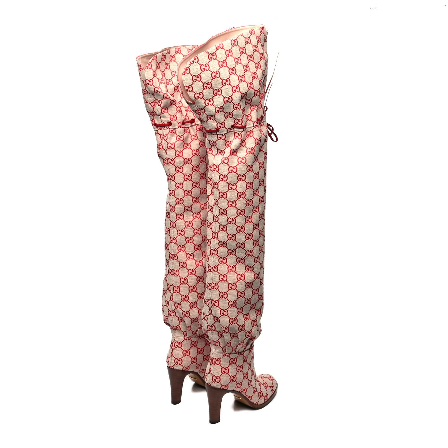 Monogram Over The Knee Boots 35.5 Gardenia Hibiscus Red