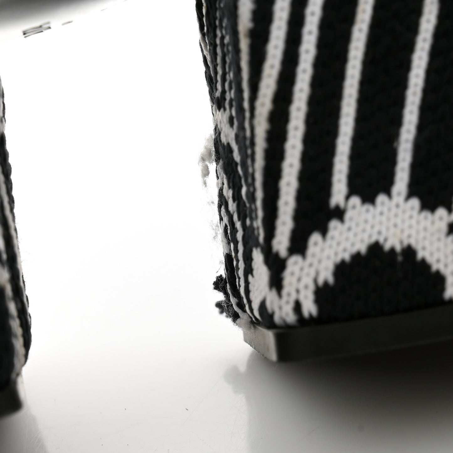 Jacquard Knit Platform Ankle Boots 37 Black