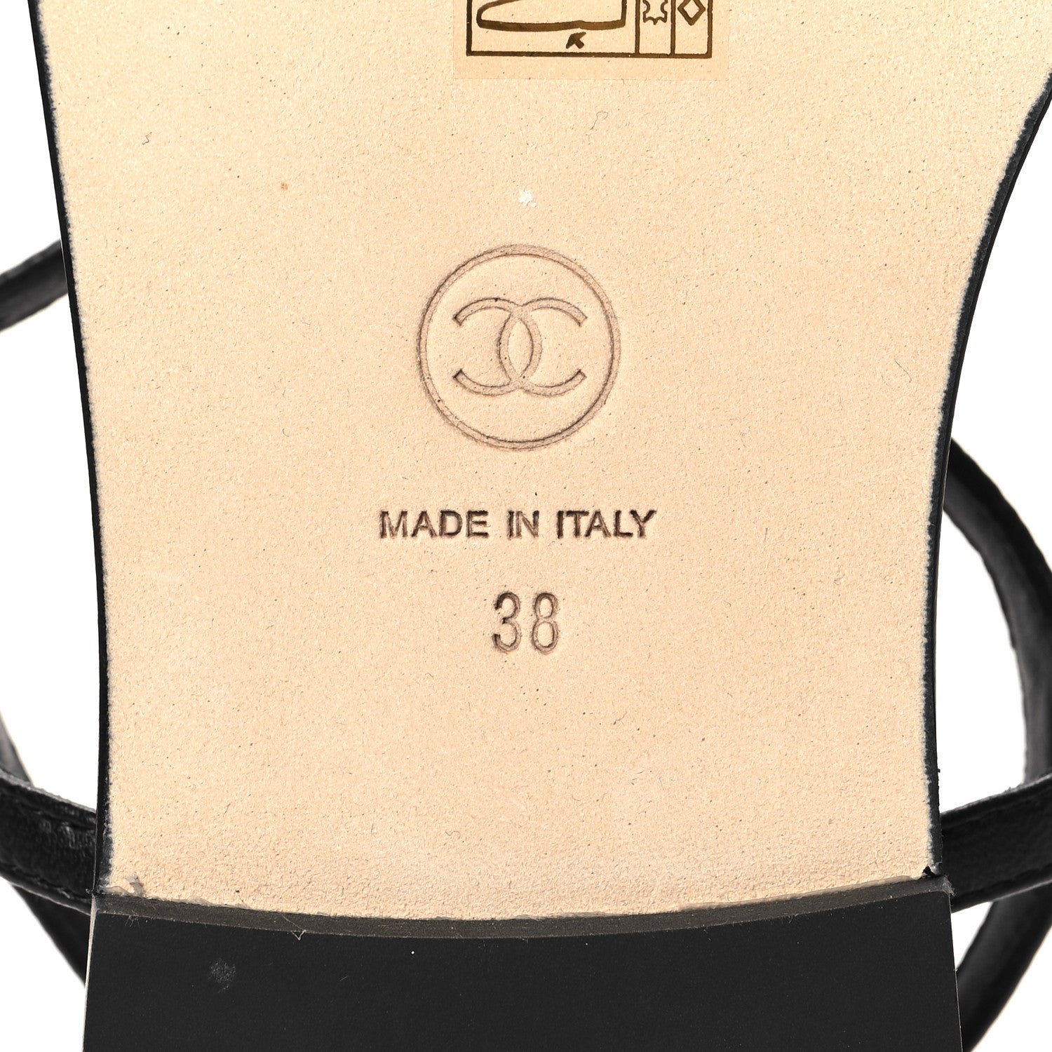 Chanel Lambskin CC Thong Sandals 38 Black Gold 7 of 9