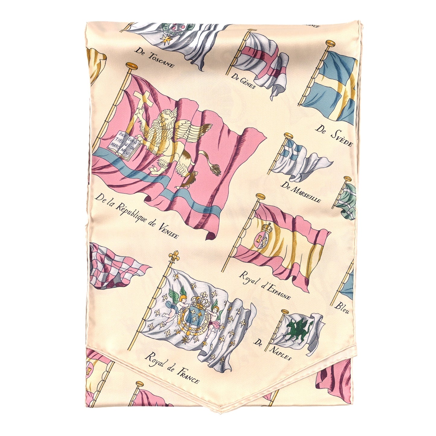 Silk Echarpe Pavois Muffler Creme Vieux Rose